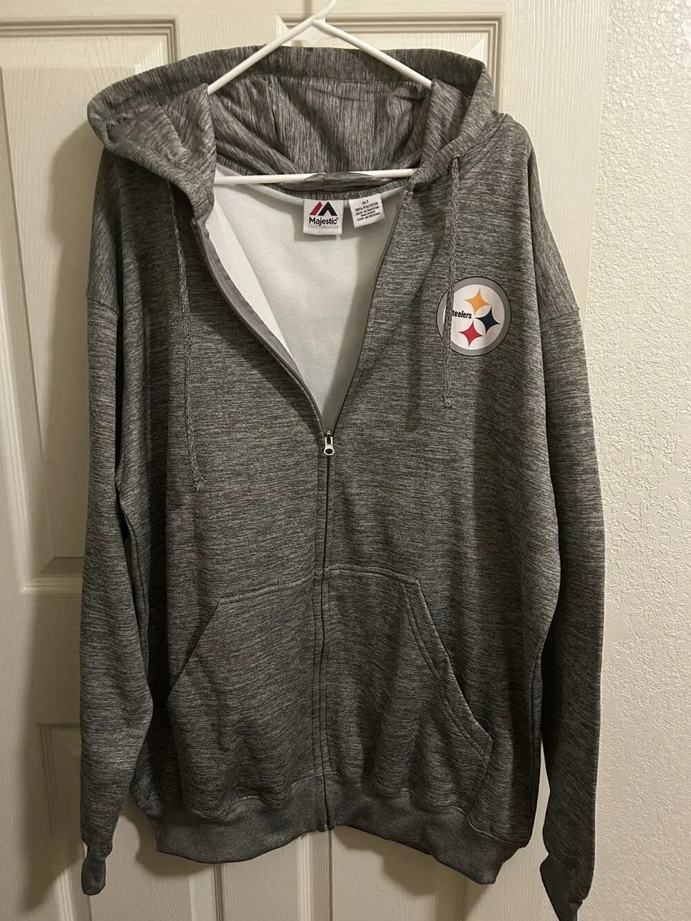 Pittsburgh Steelers Full Zip Hoodie, NWT Heather Gray, jacket - XLT